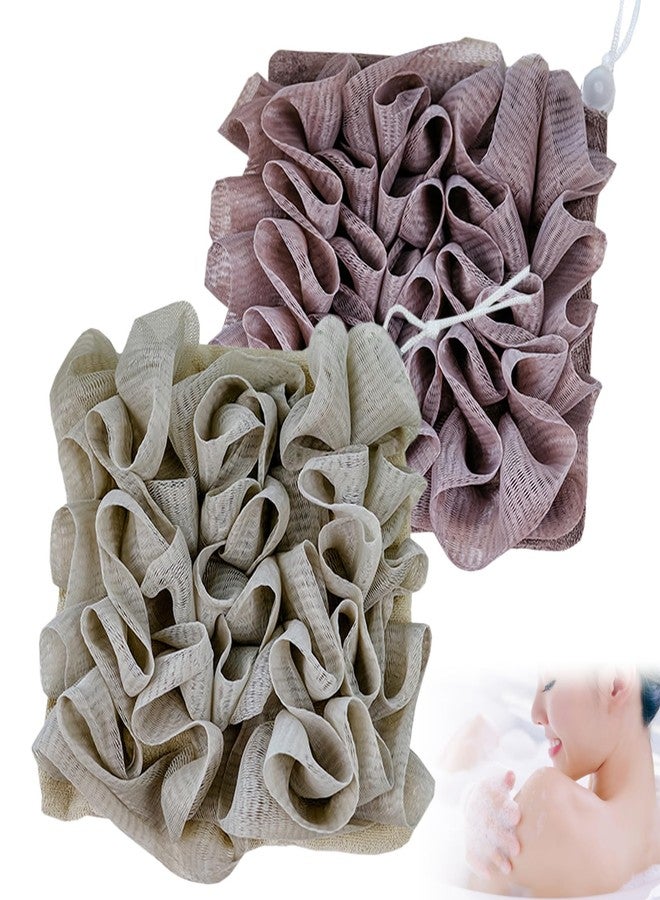 QIYUDA 2pcs Loofah Cloth for Bar Soap, Loofah Washcloth Shower Ball 2-in-1 (Gray and Brown) - Image 1